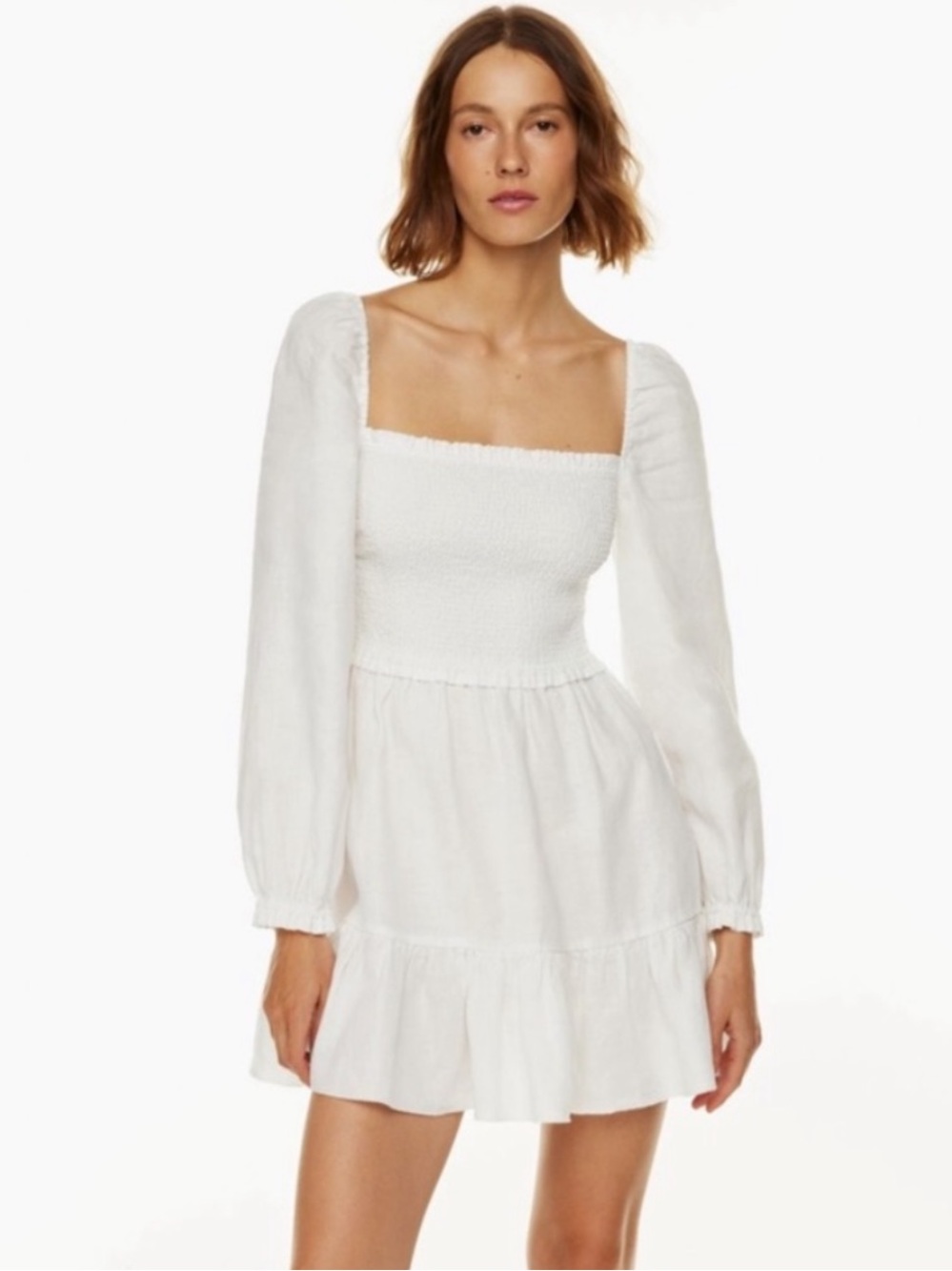 Aritzia Wilfred Tempest White Organic Linen Dress